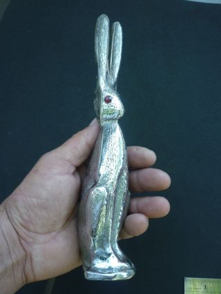 Vintage Big Art Deco Car Mascot Hood Ornament Rabbit Metal 9 1/4 Inches