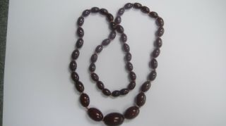 Vintage Antique Cherry Amber Bakelite Bead Necklace 37 Grams