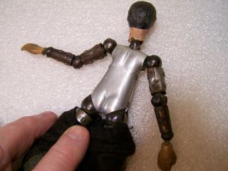 Antique Bucherer Saba Jointed Metal Body Doll Swiss Made 1920 ' s Clown Bum Man 7