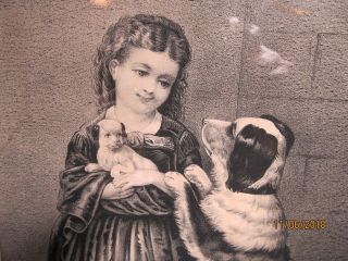 RARE 1872 Vintage Currier and Ives Don ' t Hurt My Baby Black & White Litho print 2