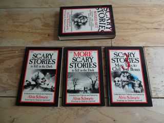 Vintage 1st Edition Scary Stories To Tell In The Dark Boxed Set Schwartz Gammell