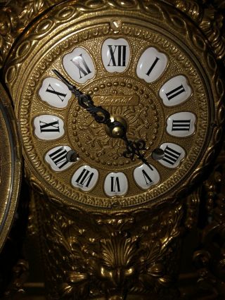 Vintage Ornate Imperial Franz Hermle Mantle Clock Brass Bronze Made In Italy 4