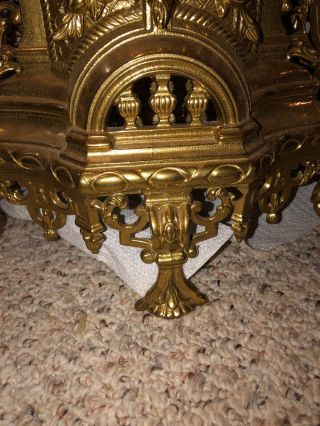 Vintage Ornate Imperial Franz Hermle Mantle Clock Brass Bronze Made In Italy 8