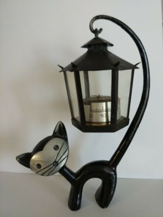 Walter Bosse Ussr Vintage Black Cat Figurine Lantern Thermometer Good Gift Idea