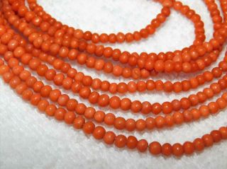 Antique Natural Coral Bead Flapper Necklace Estate Jewelry 1900s VTG 45 Grams 2