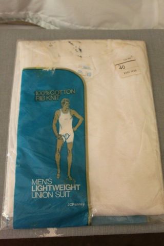 Vintage Mens Lightweight Union Suit Jc Penny Size 40