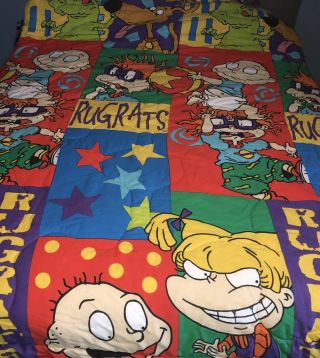 Vintage Rugrats Pickles Reptar Twin Bed Size Comforter 90s Nickelodeon,  1996