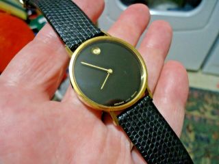 Vintage Mens 34.  5 Mm Movado Museum Watch Early ‘70’s W/ Zenith 2572c Movement