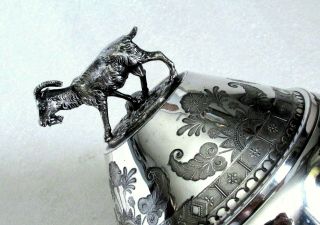 MERIDEN B COMPANY VICTORIAN EASTLAKE c1867 FOOTED BUTTER DISH FIGURAL GOAT  7