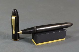 Rare Wwii German Soldier Army Black Bakelite Ballpoint Pen Brass Trimming Nos