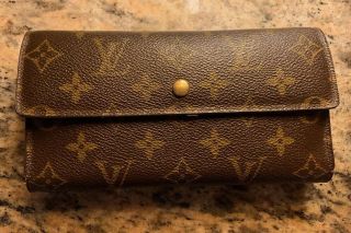 Auth Vintage Louis Vuitton Mono Portefeiulle International Long Wallet Clutch