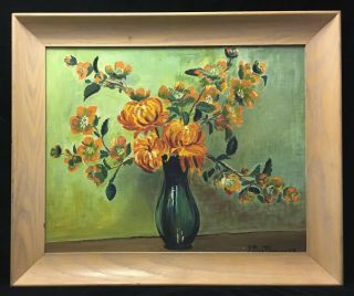 Vtg Impressionistic Oil Painting Signed Desrosiers 1960s Vase Flowers