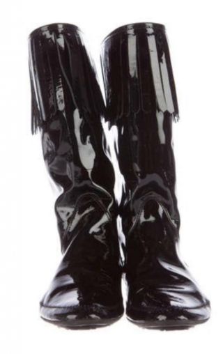 Jimmy Choo 37 6.  5 Rare Black Patent Leather Moccasin Womens Designer Boots