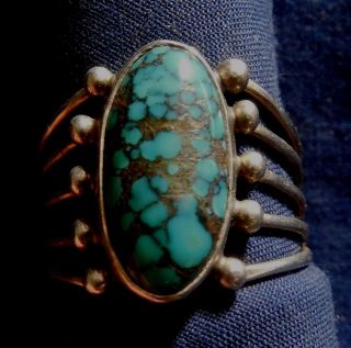 Native American C Spencer Sterling Turquoise Handmade Vintage Ring Sz 8.  2 Estate