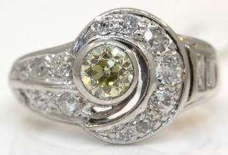 Vintage Platinum Ring With 1.  15 Ctw Diamonds Yellow Diamond I21