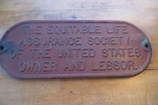 Vintage Iron/steel The Equitable Life Assurance Society Of U.  S.  Owner Sign Bldg