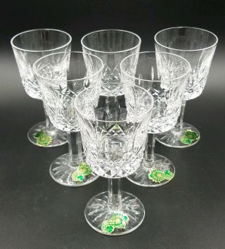 Vintage Set 6 Waterford Crystal Lismore 4 1/4 " Port Cocktail Cordial Glasses Nib