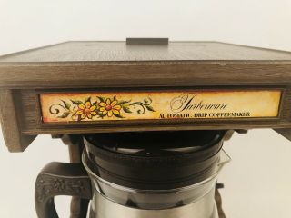 Vintage Faberware 1970s Automatic Drip Coffee Maker & Carafe Wood Brown Retro 2