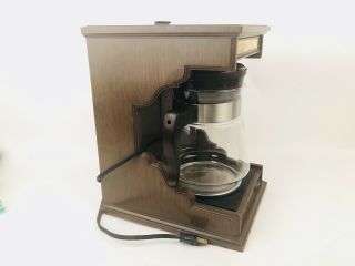 Vintage Faberware 1970s Automatic Drip Coffee Maker & Carafe Wood Brown Retro 3