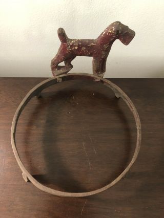 Very Rare Vintage Hubley Cast Iron Dog Bowl Holder 3