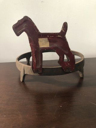 Very Rare Vintage Hubley Cast Iron Dog Bowl Holder 4