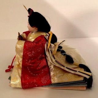Great Vintage Hina Doll Set - Emperor and Empress With Stand And glass Cover 5