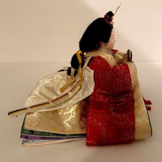 Great Vintage Hina Doll Set - Emperor and Empress With Stand And glass Cover 6