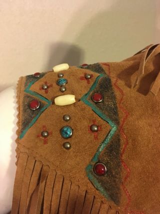 Patricia Wolf Made In Texas Leather Western Fringe Vest Medium Vintage 4