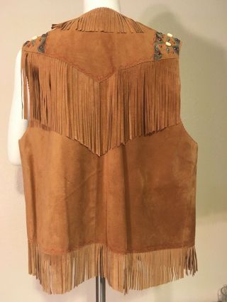 Patricia Wolf Made In Texas Leather Western Fringe Vest Medium Vintage 7