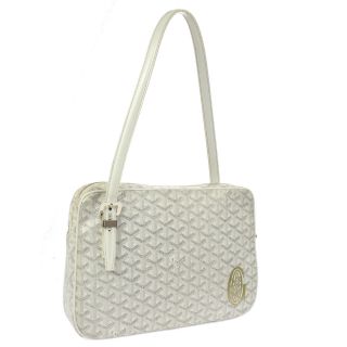 Authentic Goyard Yona Shoulder Bag Purse White Pvc Leather Vintage K08219b