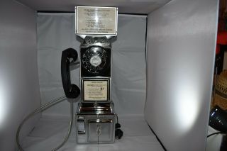 Rare Vintage Chrome Automatic Electric Payphone Pay Phone 3 Slot Nos