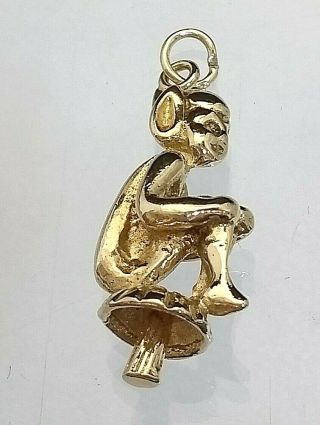 Vintage 9ct Gold Lucky Cornish Pixie Charm Pendant Hallmarked Not Filled Or Ptd