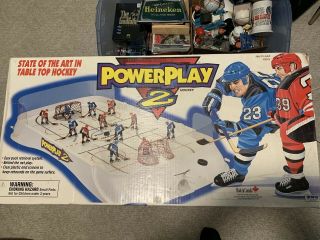 Vintage Winn Well Irwin Powerplay 2 Table Top Toy Hockey Game Set Made In Canada