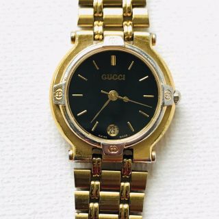 Vintage Gucci 9200l Gold Plated Swiss Quartz Ladies Date Watch Fresh Battery
