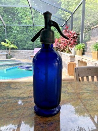 Vintage Rare Half Liter Cobalt Blue Seltzer Bottle
