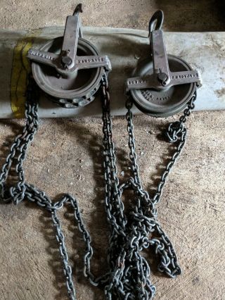 Vintage Thern Machine Company Double Pulley Chain Hoist (1) Ton Capacity 2