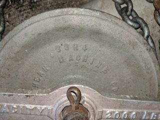 Vintage Thern Machine Company Double Pulley Chain Hoist (1) Ton Capacity 5