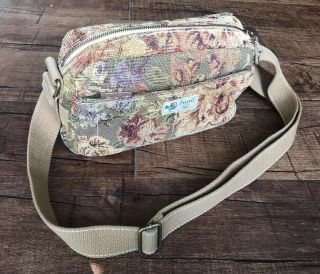 Vintage Fossil Embroidered Tapestry Canvas Cordoroy Messenger Bag Granny Chic