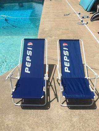 Vintage 1995 Pepsi Folding Beach Lawn Concert Chair (set Of 2) Red White Blue