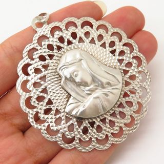 925 Sterling Silver Vintage St.  Mary Religious Large Pendant