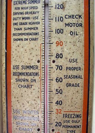 Vintage Gulf Advertising Thermometer No - Nox Gasoline Gulfpride Oil 3