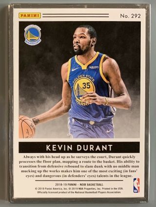 2018 - 19 Kevin Durant Panini Noir 292 Vintage Art Framed 10/25 Warriors 2