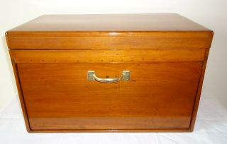 Machinist Tool Box,  4 Drawer Wood,  Front Cover,  Hinged Top,  Vintage Antique