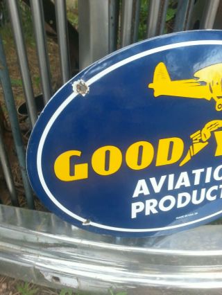 1939 GOODYEAR AVIATION TIRES PORCELAIN SIGN VINTAGE GAS 3