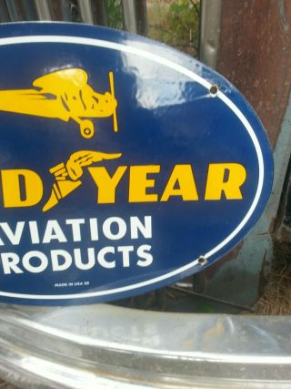 1939 GOODYEAR AVIATION TIRES PORCELAIN SIGN VINTAGE GAS 5