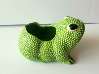 Rare Vtg Jean Roger Neiman Marcus Green Ceramic Frog Planter Signed