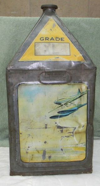 Rare Vintage Gamages 5 Gallon Pyramid Motor Oil Can / Tin C1930 ' s RARE 3