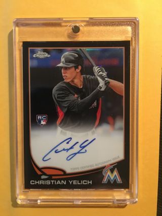 Rare 2013 Topps Chrome Black Refractor Christian Yelich Rookie Autograph 28/100