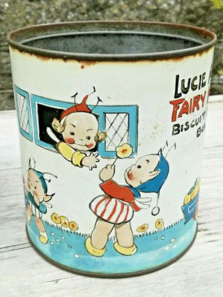 VINTAGE ANTIQUE CRAWFORD MABEL LUCIE ATWELL FAIRY HOUSE MONEY BOX BISCUIT TIN 5