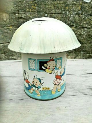 VINTAGE ANTIQUE CRAWFORD MABEL LUCIE ATWELL FAIRY HOUSE MONEY BOX BISCUIT TIN 8